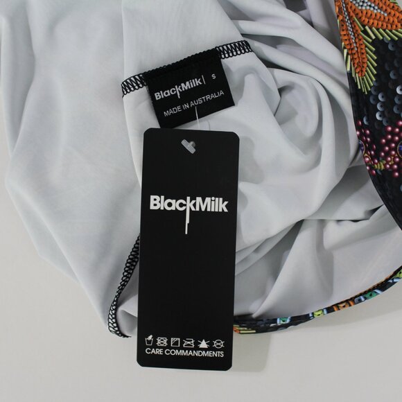 BlackMilk Not Actually Sequins black floral dress S mini bodycon  New - Picture 5 of 11